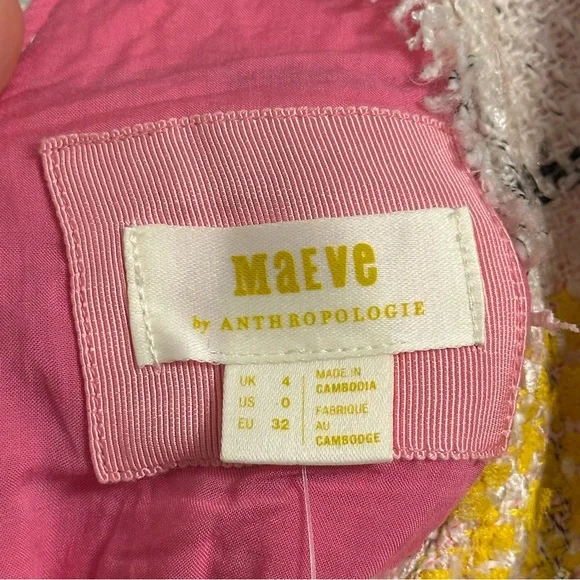 NWT Anthropologie Maeve Sleeveless Tweed Mini‎ Dress SIZE 0 Bachelorette Party - Picture 6 of 7